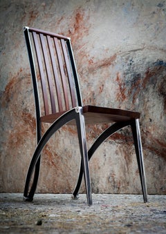 Contemporary Walnut and Aluminium Dining Chair