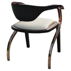 Modern British Dining Chair in White Leather, Parlare Series, Sebastian Blakeley