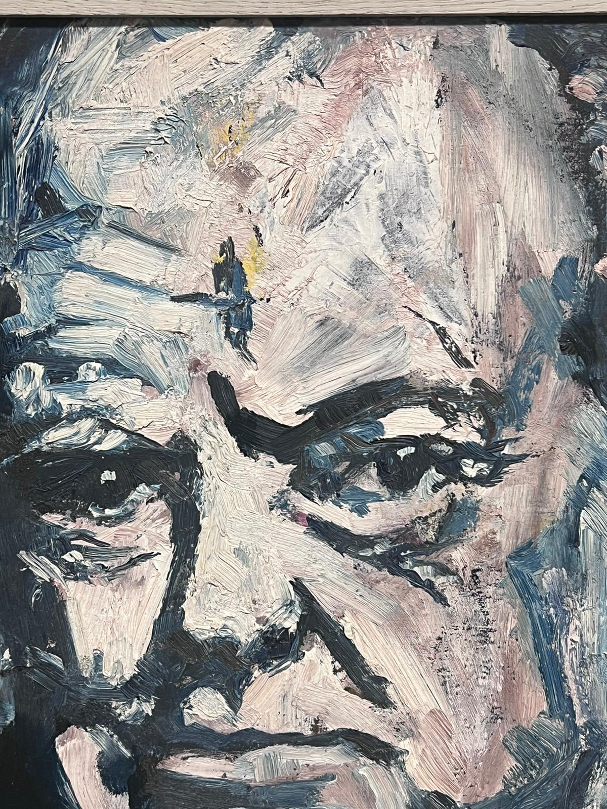 Winston Churchill Portrait Original British 20th century oil painting framed - Modern Painting by Modern British