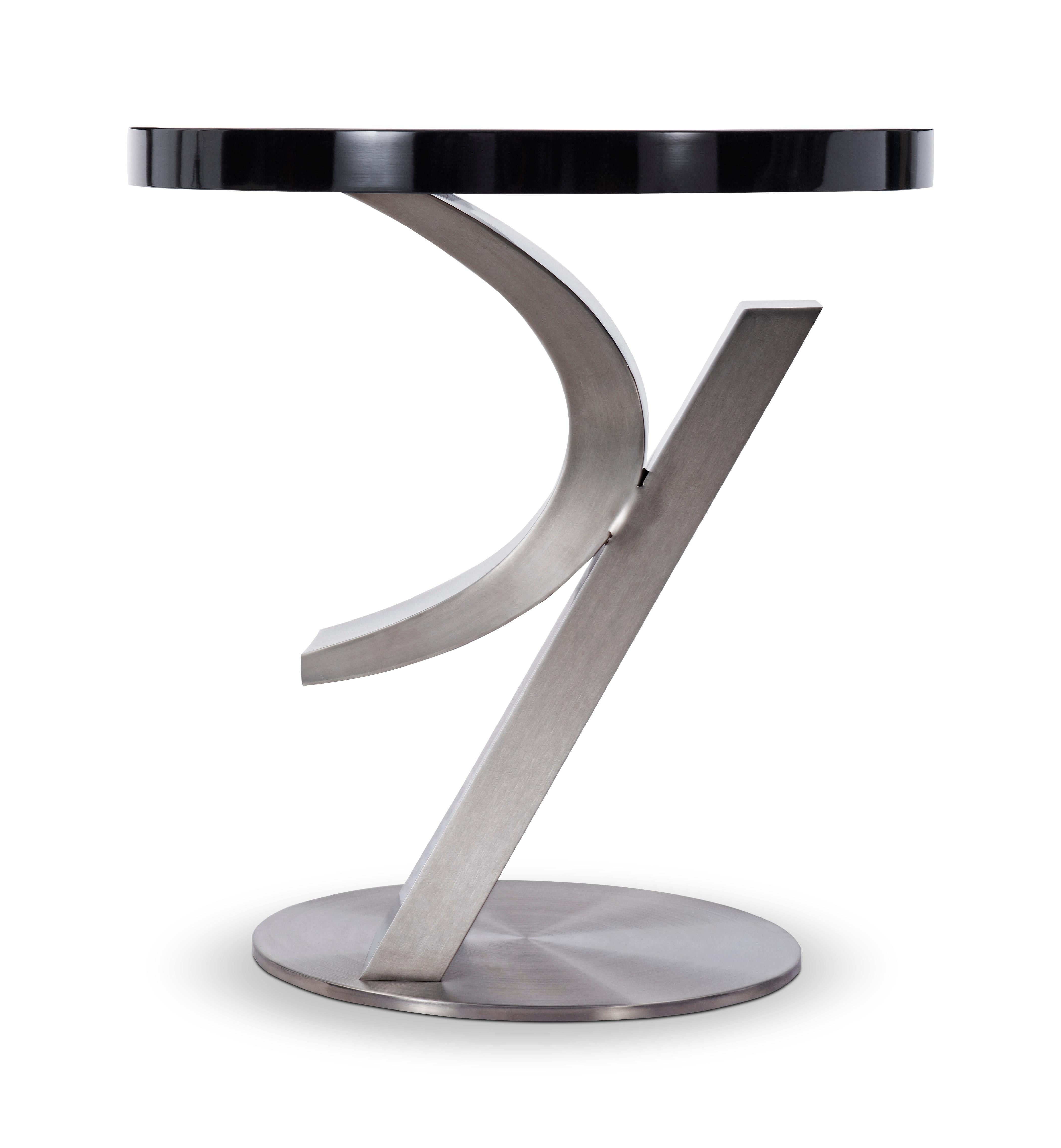 Chinese Modern Bronze and lacquer end table designed by Greg Sheres.  Now in stock. For Sale