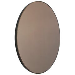Orbis Bronze Tinted Round Contemporary Mirror with Bronze Patina Frame, Regular