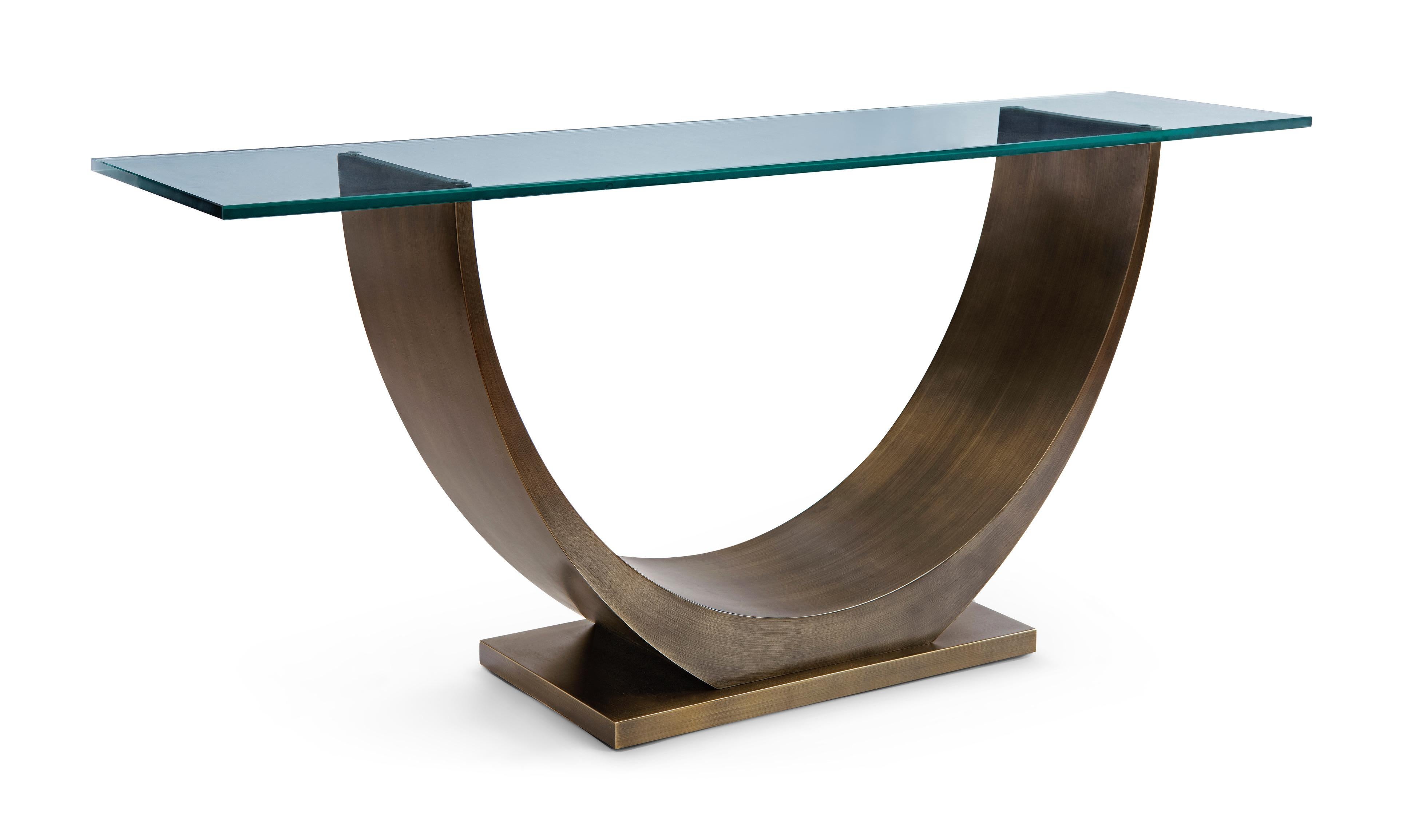 Table console moderne en bronze conçue par Greg Sheres ; 