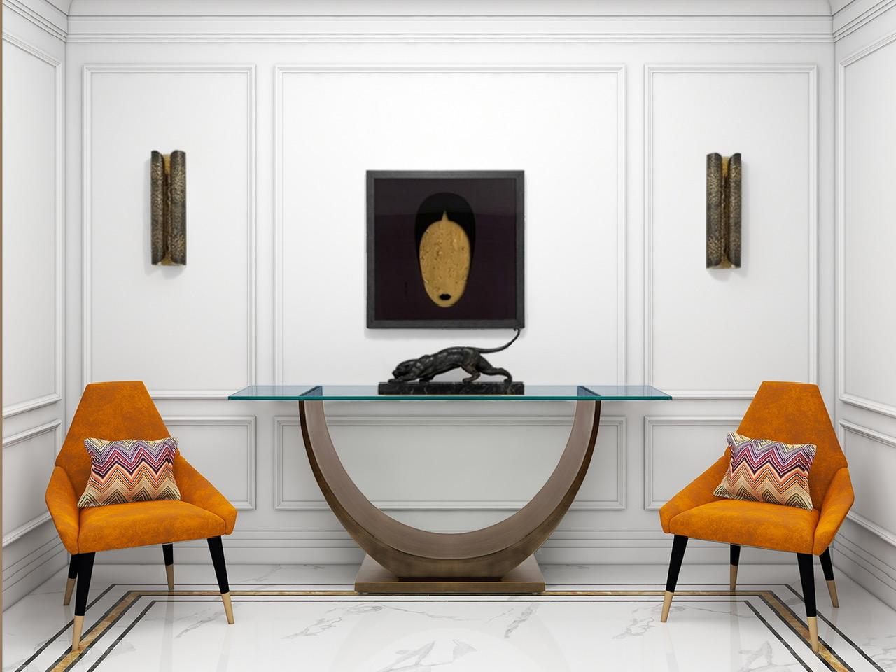 Brossé Console moderne en bronze conçue par Greg Sheres.  En stock en vente