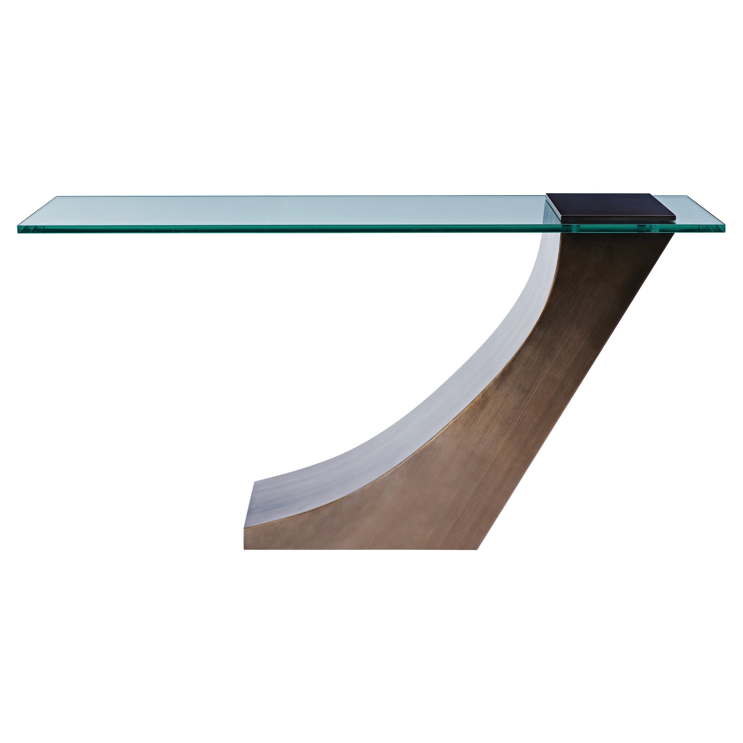 Console moderne en bronze conçue par Greg Sheres.  En stock.