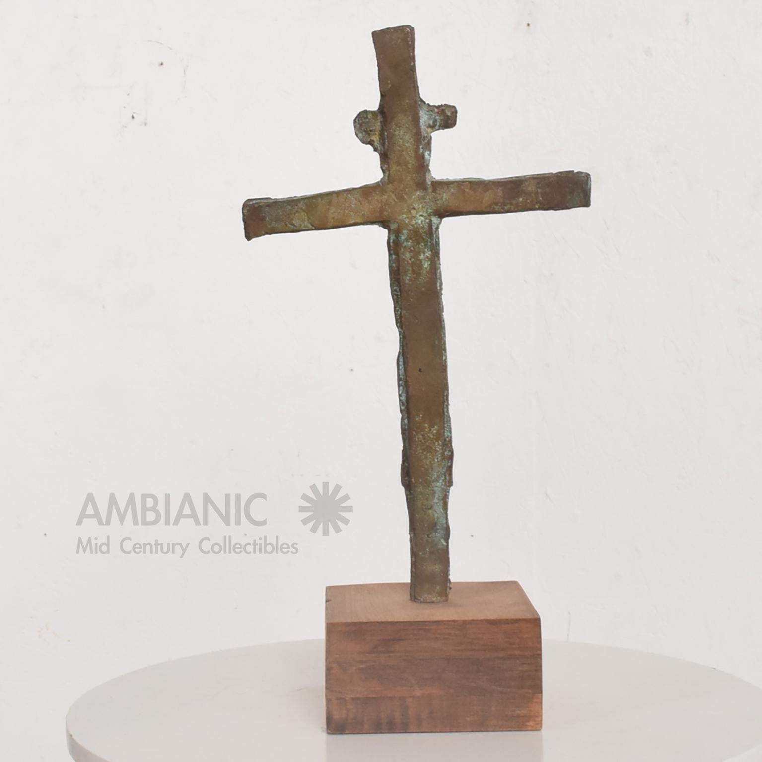 American 1960s Bronze Cross Sculpture Myrna Nobile Calif Abstract Art 