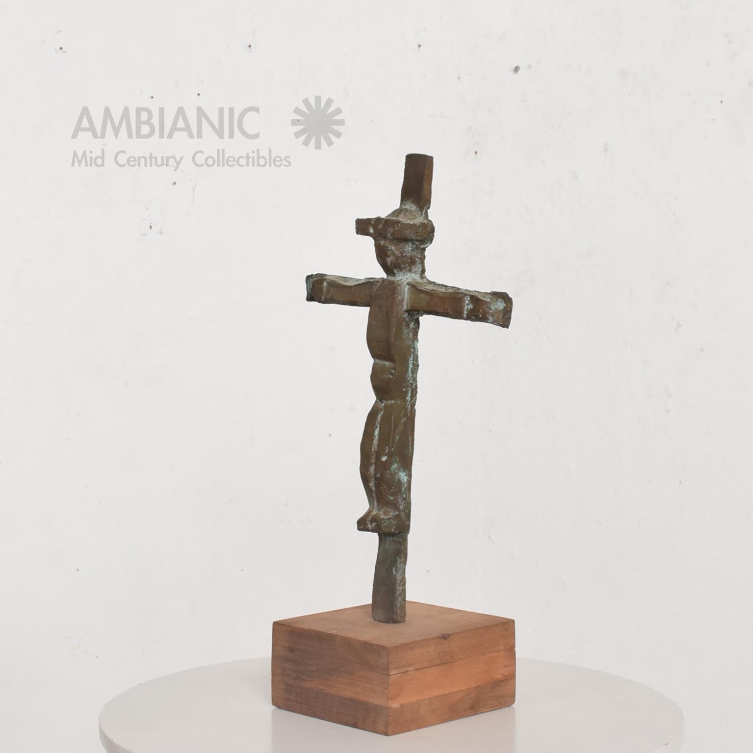1960s Bronze Cross Sculpture Myrna Nobile Calif Abstract Art  In Good Condition In Chula Vista, CA
