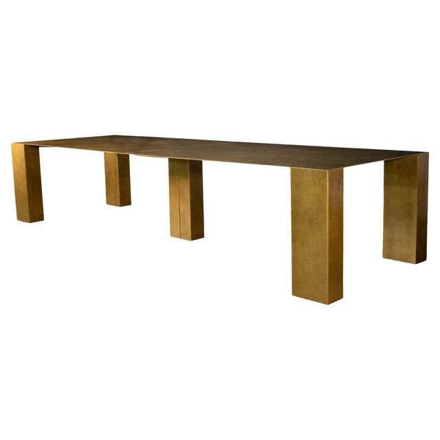 Round Marble and Bronze Dining Table with Rotating Server from ...
