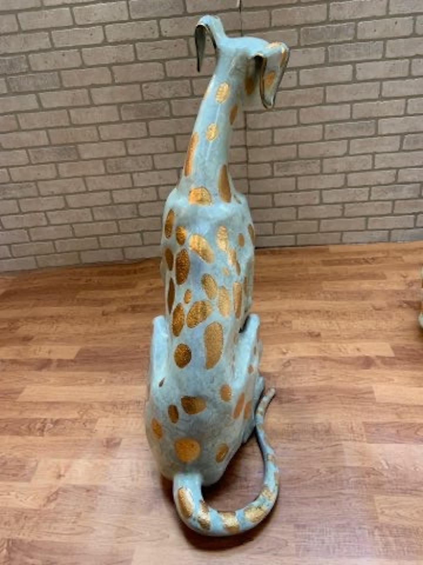 Modern Bronze Dalmatian Dog Statue - Set of 2 In Good Condition In Chicago, IL