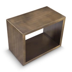 Modern Bronze End Table with Shelf designed by Greg Sheres. Now in stock.