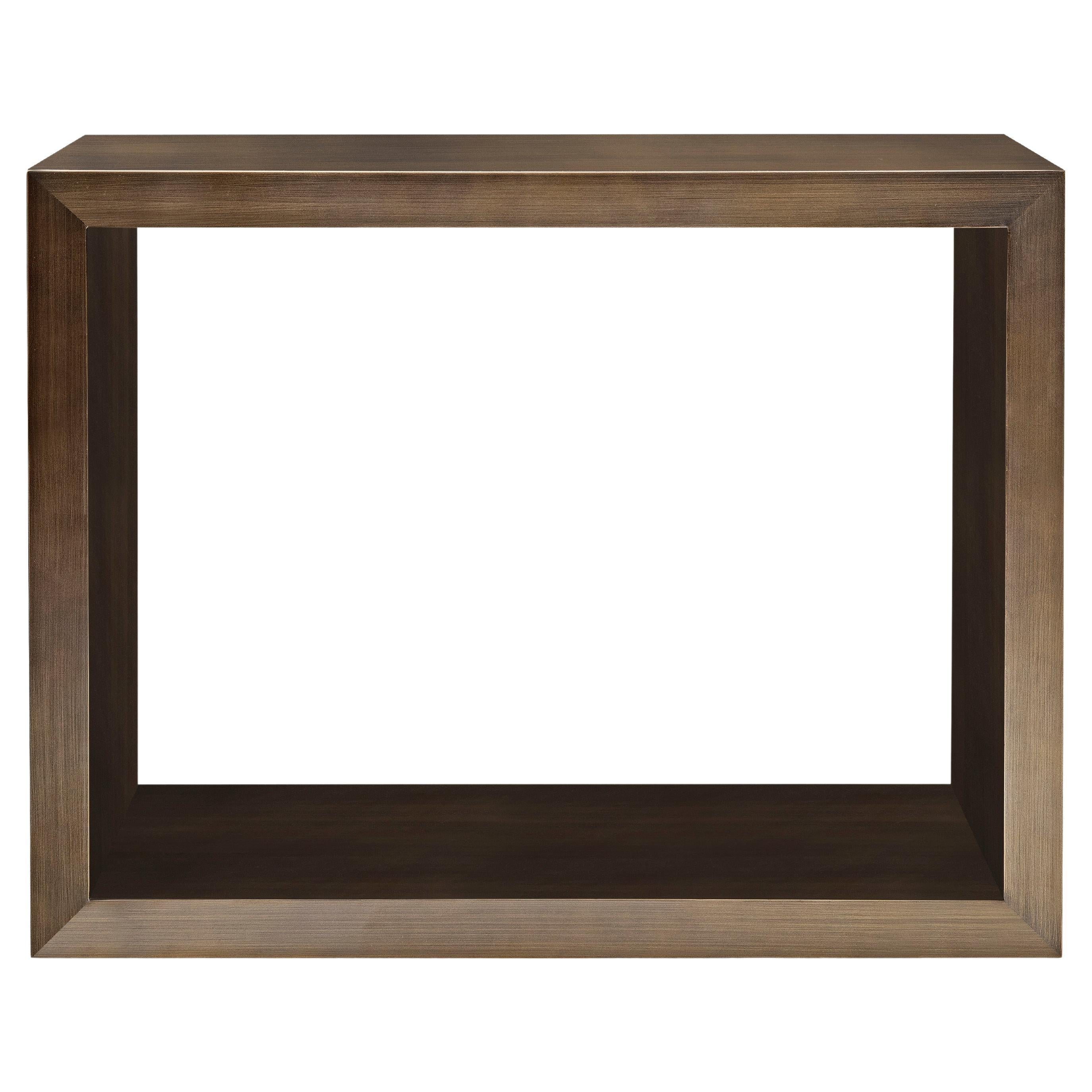 Moderner Bronze-Beistelltisch mit Regal, entworfen von Greg Sheres.  Jetzt auf Lager.