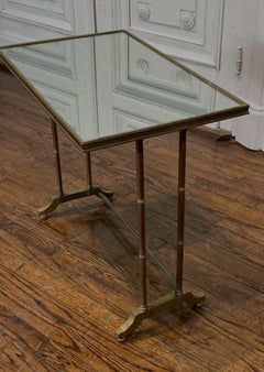 Modern Bronze Faux Bamboo Mirrored Side Table