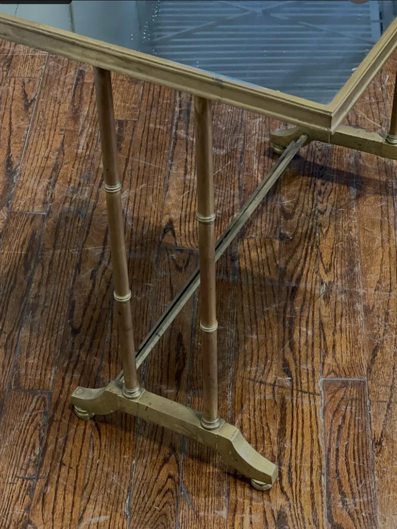 Modern Bronze Faux Bamboo Mirrored Side Table 1