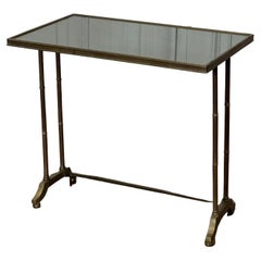Modern Bronze Faux Bamboo Mirrored Side Table