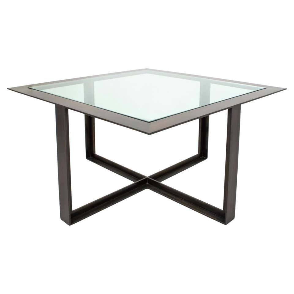 Signed Tom Corbin Bronze Tree Glass Top Center Table For Sale at 1stDibs