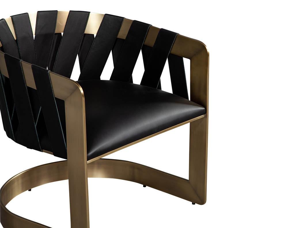 Contemporary Modern Bronze Leather Lounge Chair