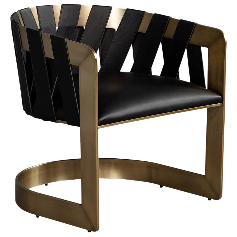 Modern Bronze Leather Lounge Chair