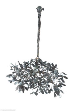Modern Bronze Mistletoe Chandelier with Chalcedony Semi Precious Stones