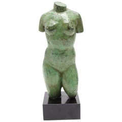 Modern Bronze Nude Torso Sculpture