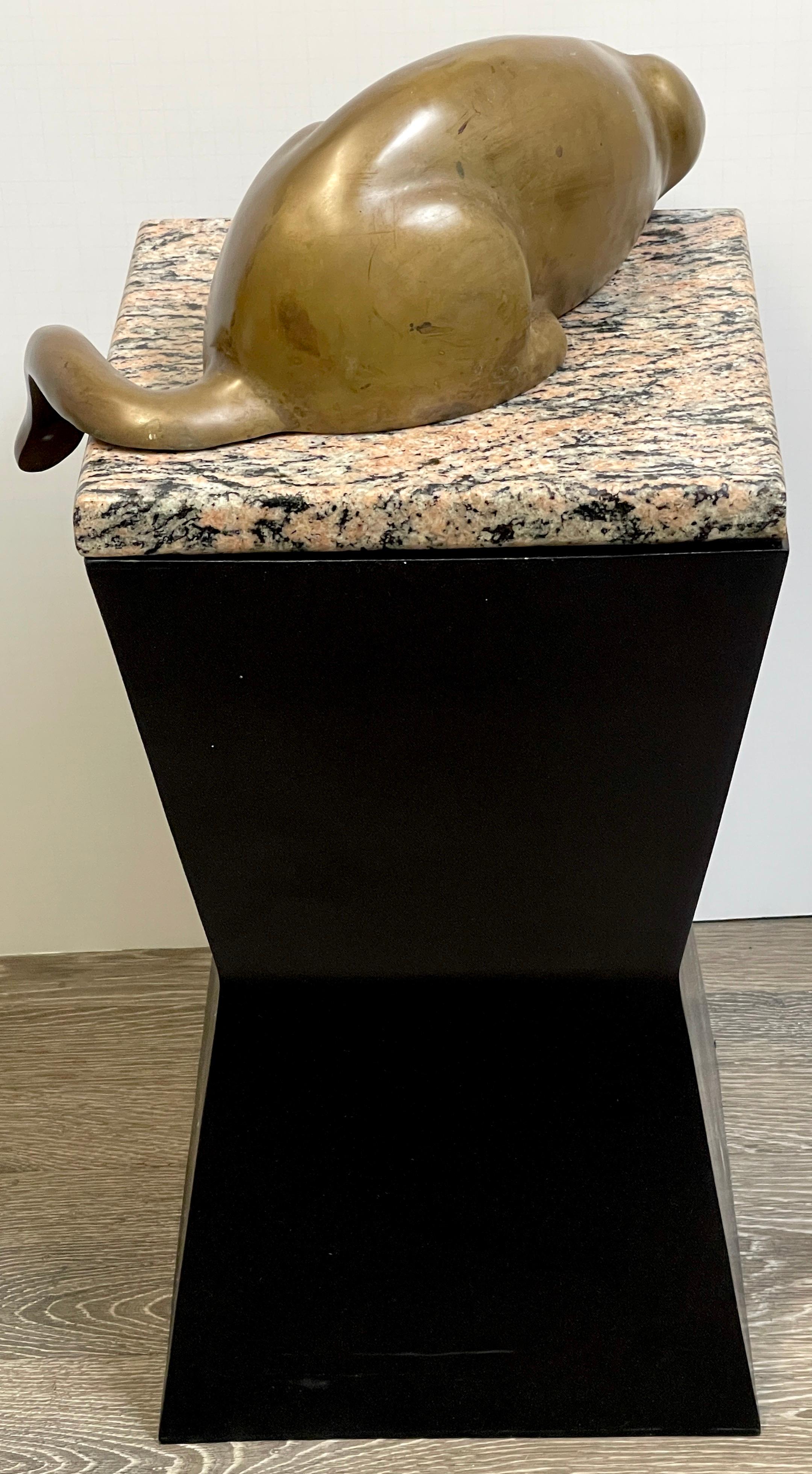 Modern Bronze of a Resting Panther, in the Style of Carlo Bugatti For Sale 3