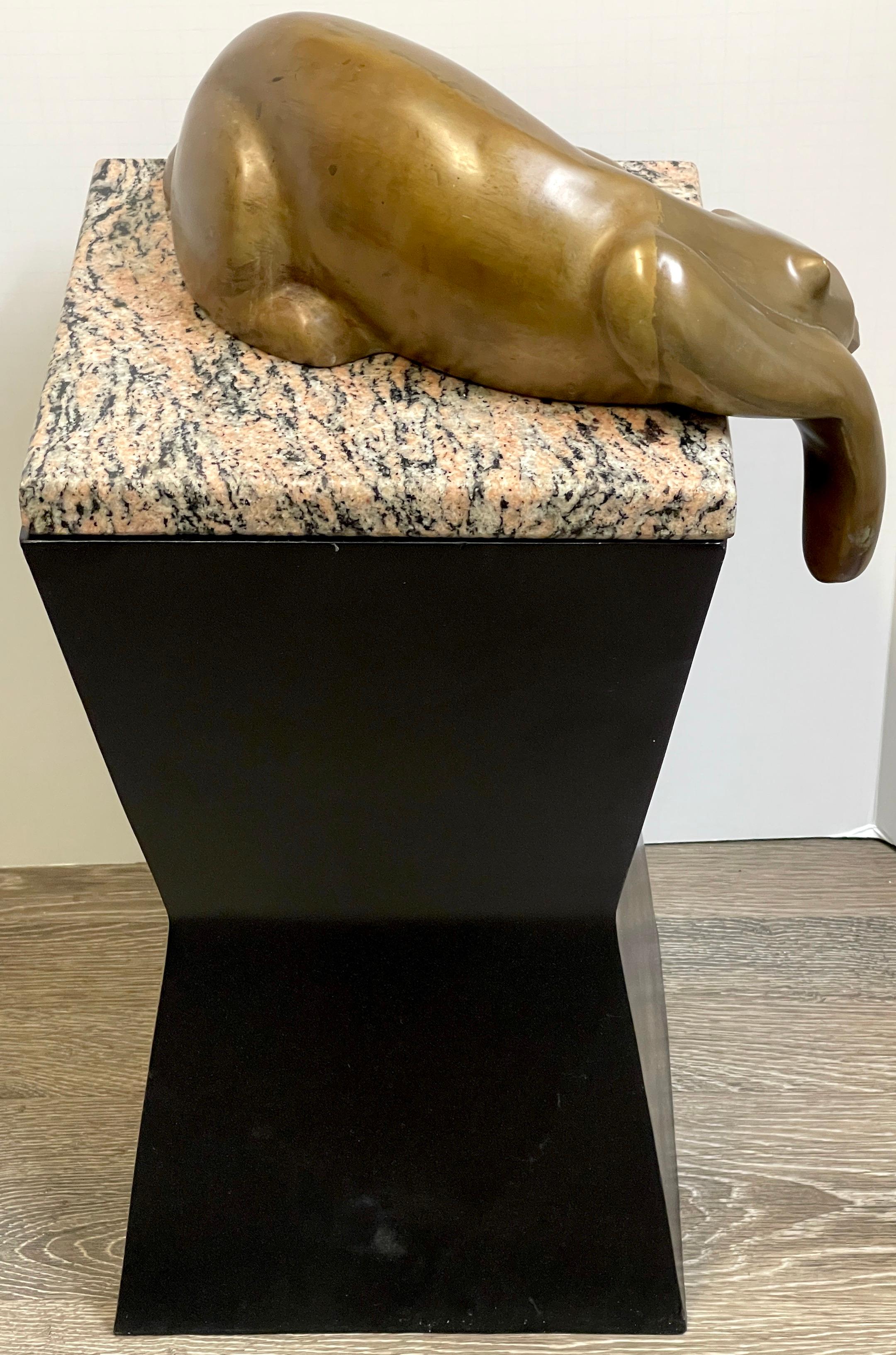 Modern Bronze of a Resting Panther, in the Style of Carlo Bugatti For Sale 4
