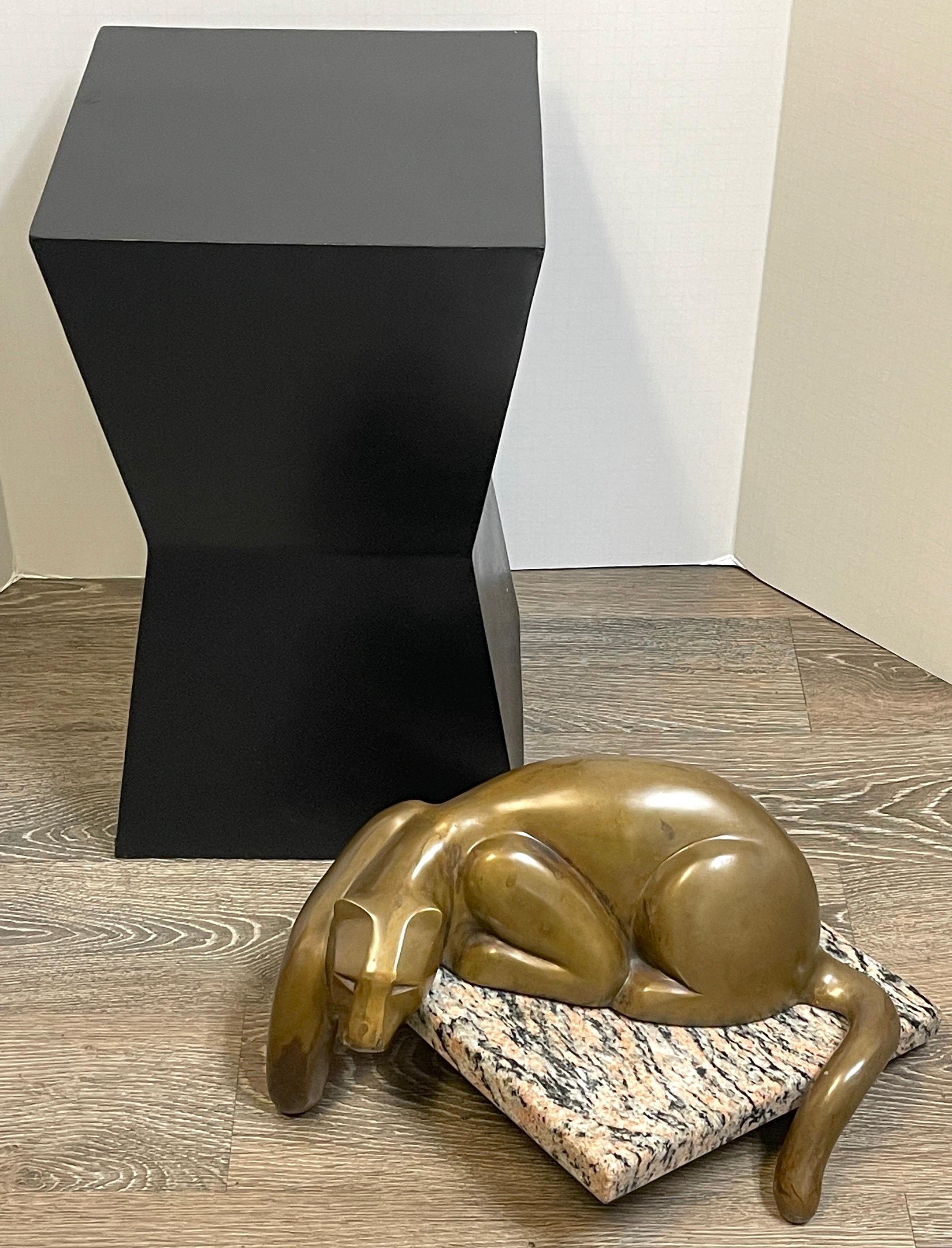 Modern Bronze of a Resting Panther, in the Style of Carlo Bugatti For Sale 6