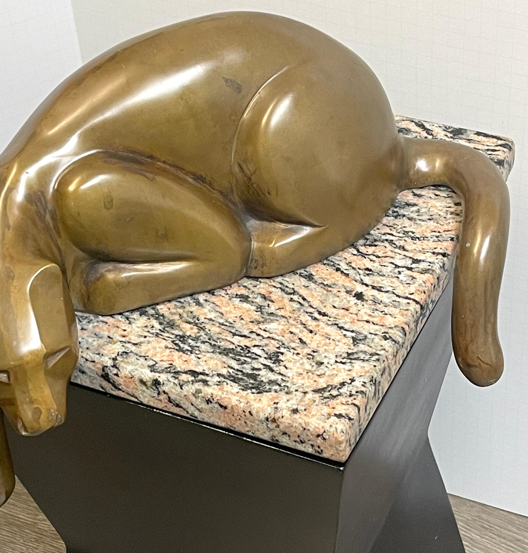 Modern Bronze of a Resting Panther, in the Style of Carlo Bugatti In Excellent Condition For Sale In West Palm Beach, FL