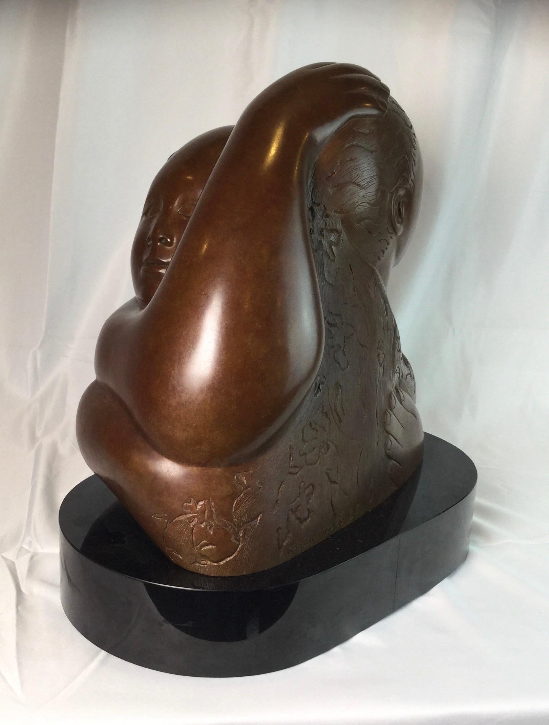 Post-Modern Modern Bronze of Mother and Child signed Devorah Sperber, 1993 For Sale