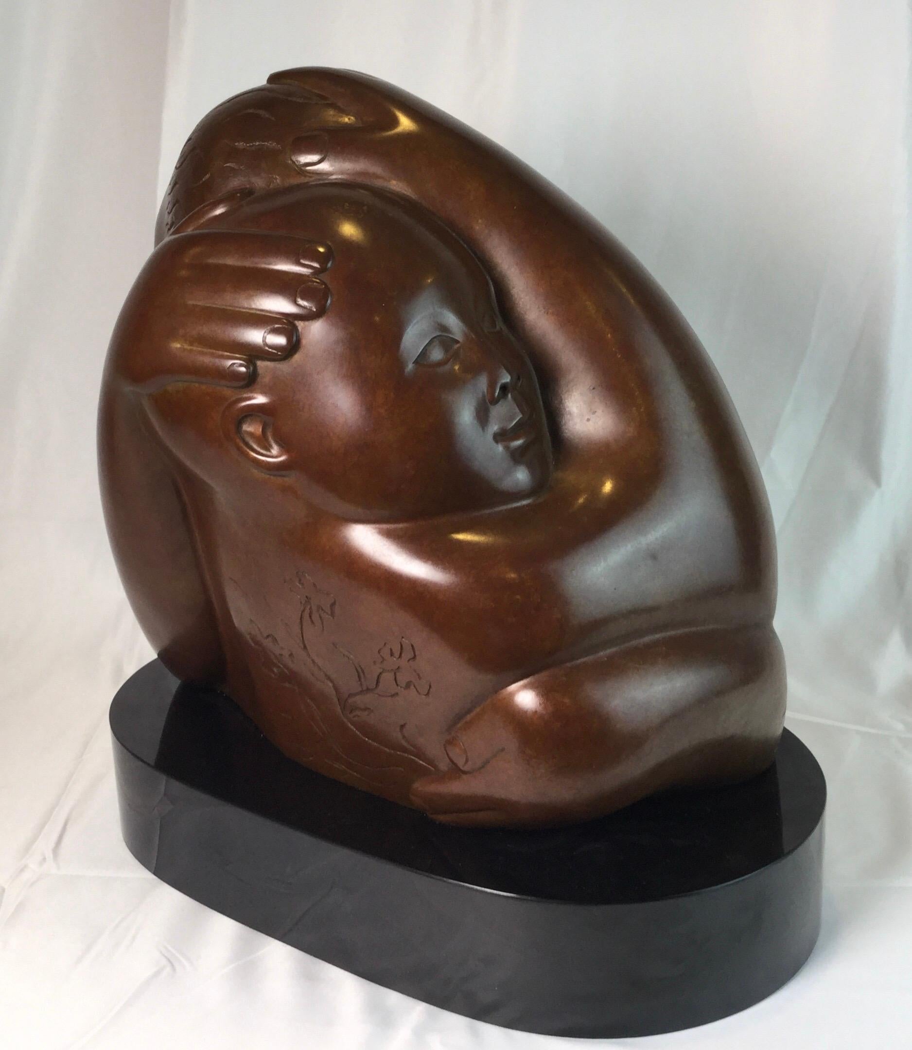 Modern Bronze of Mother and Child signed Devorah Sperber, 1993 In Excellent Condition For Sale In Lambertville, NJ