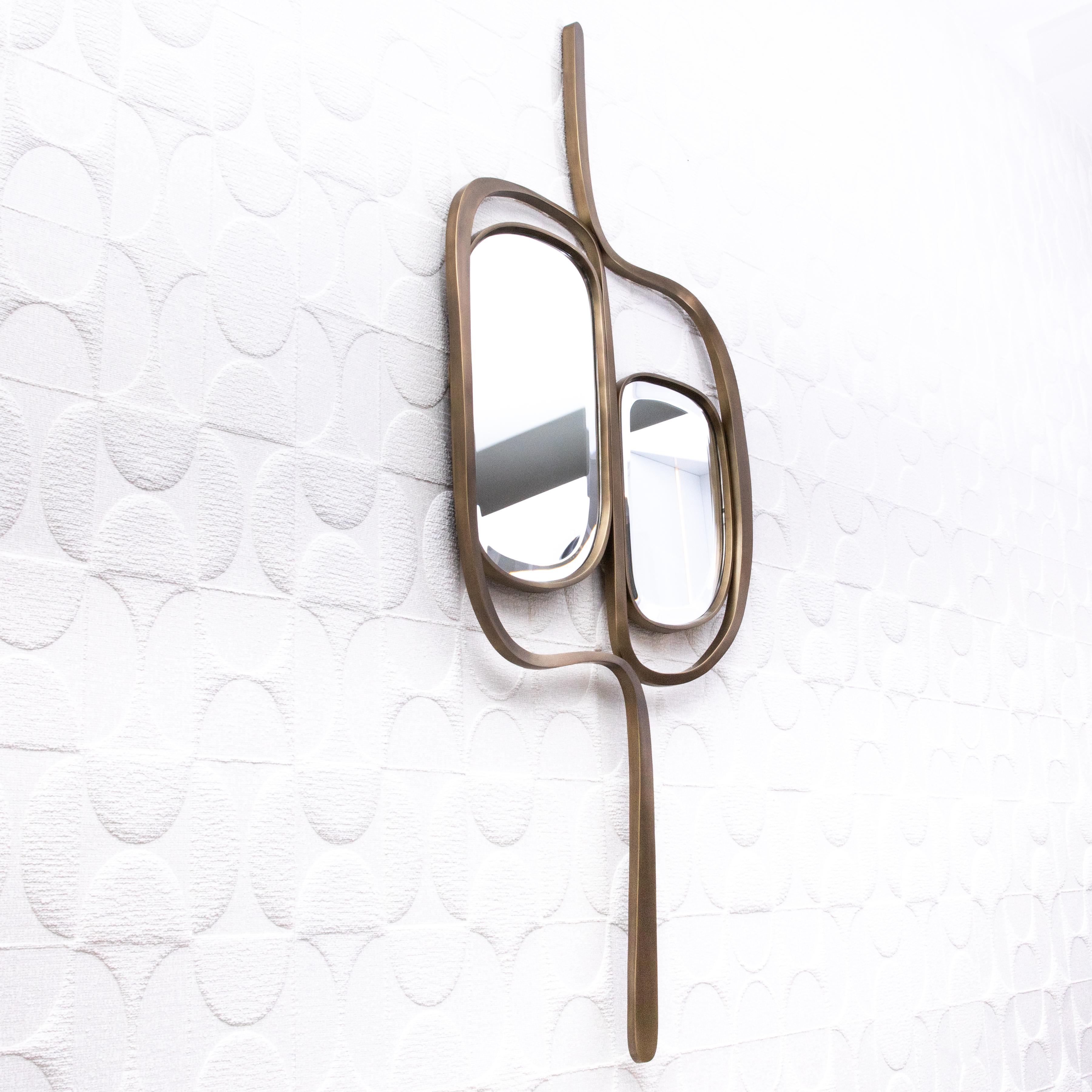 Specchio moderno in ottone patinato bronzo di R & Y Augousti In condizioni Nuovo in vendita a West Hollywood, CA