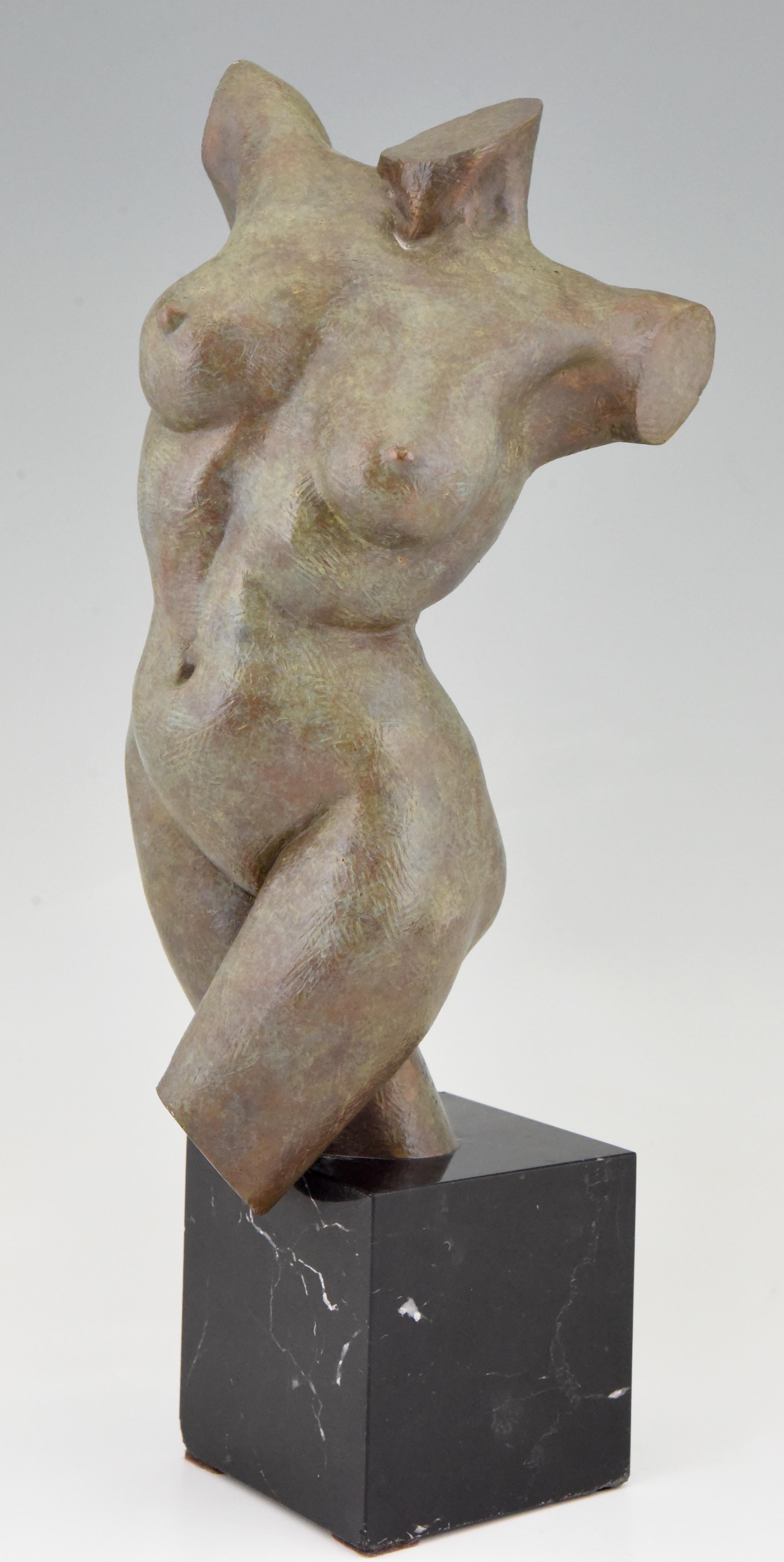 American Modern Bronze Sculpture Female Torso Lena Gaylene Olson 1997