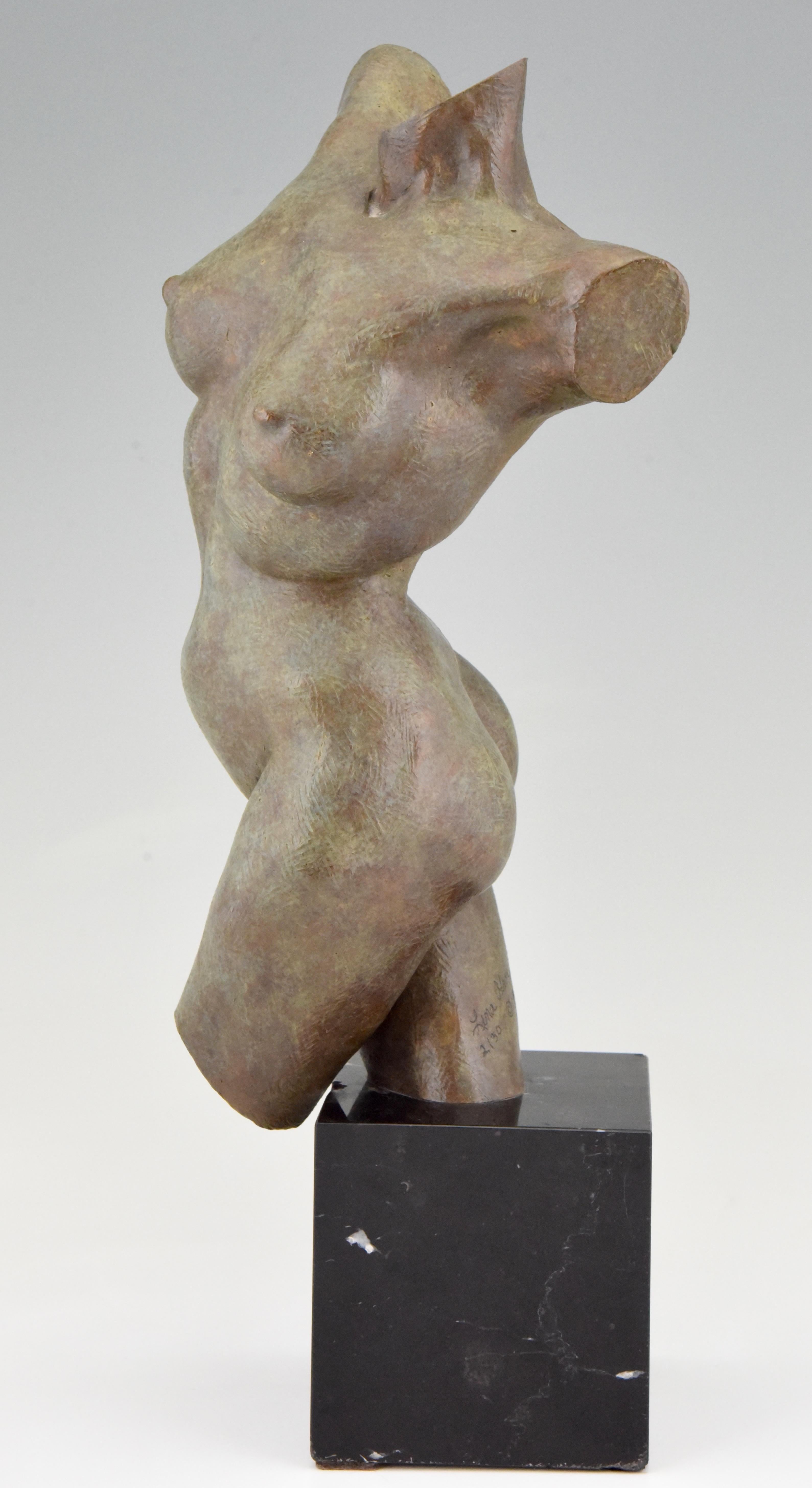 Modern Bronze Sculpture Female Torso Lena Gaylene Olson 1997 In Good Condition In Antwerp, BE