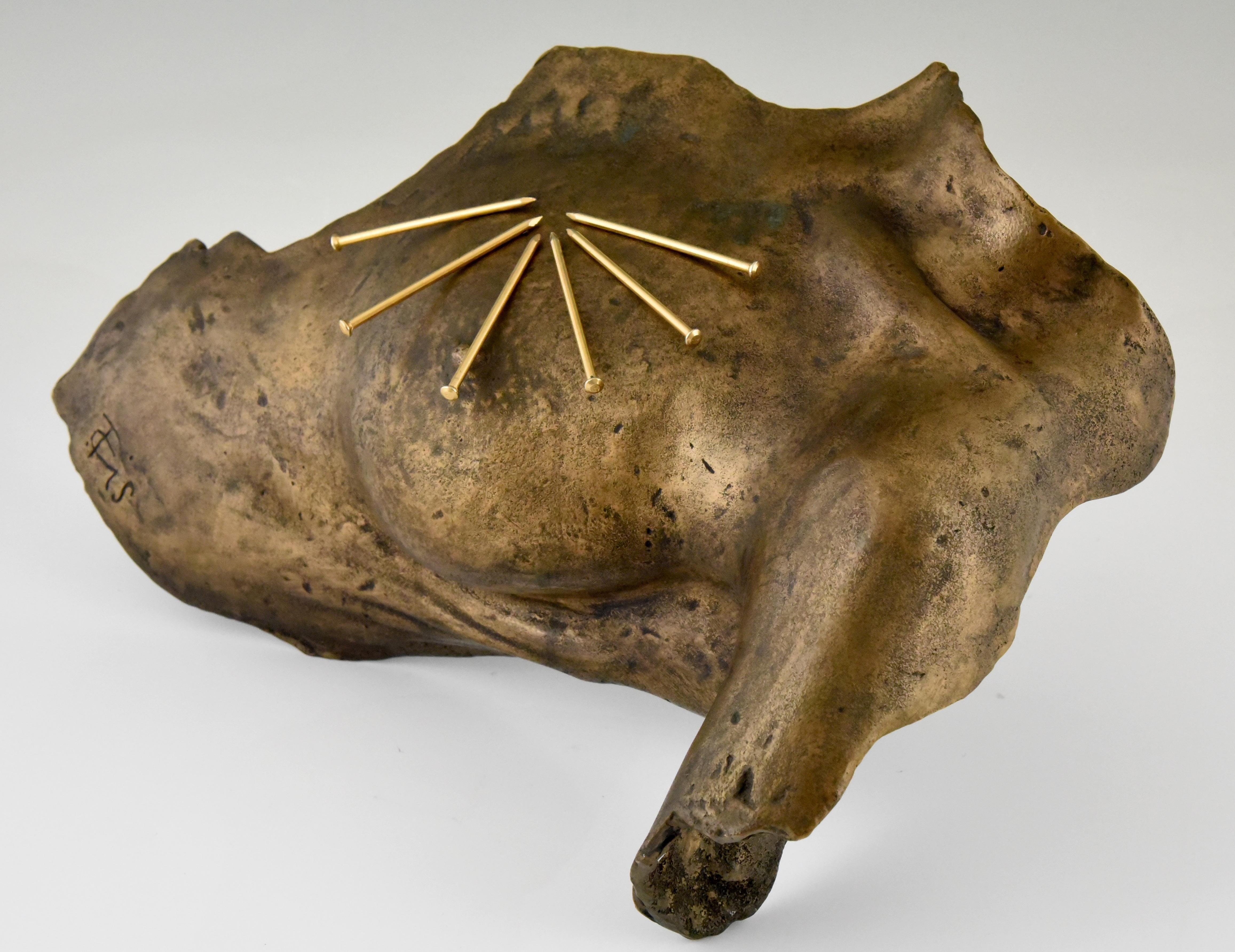 20th Century Modern Bronze Sculpture Female Torso Magnetic Evidence Vassilakis Takis