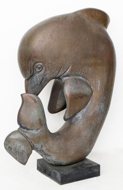 Modern Bronze Sculpture of a Dolphin