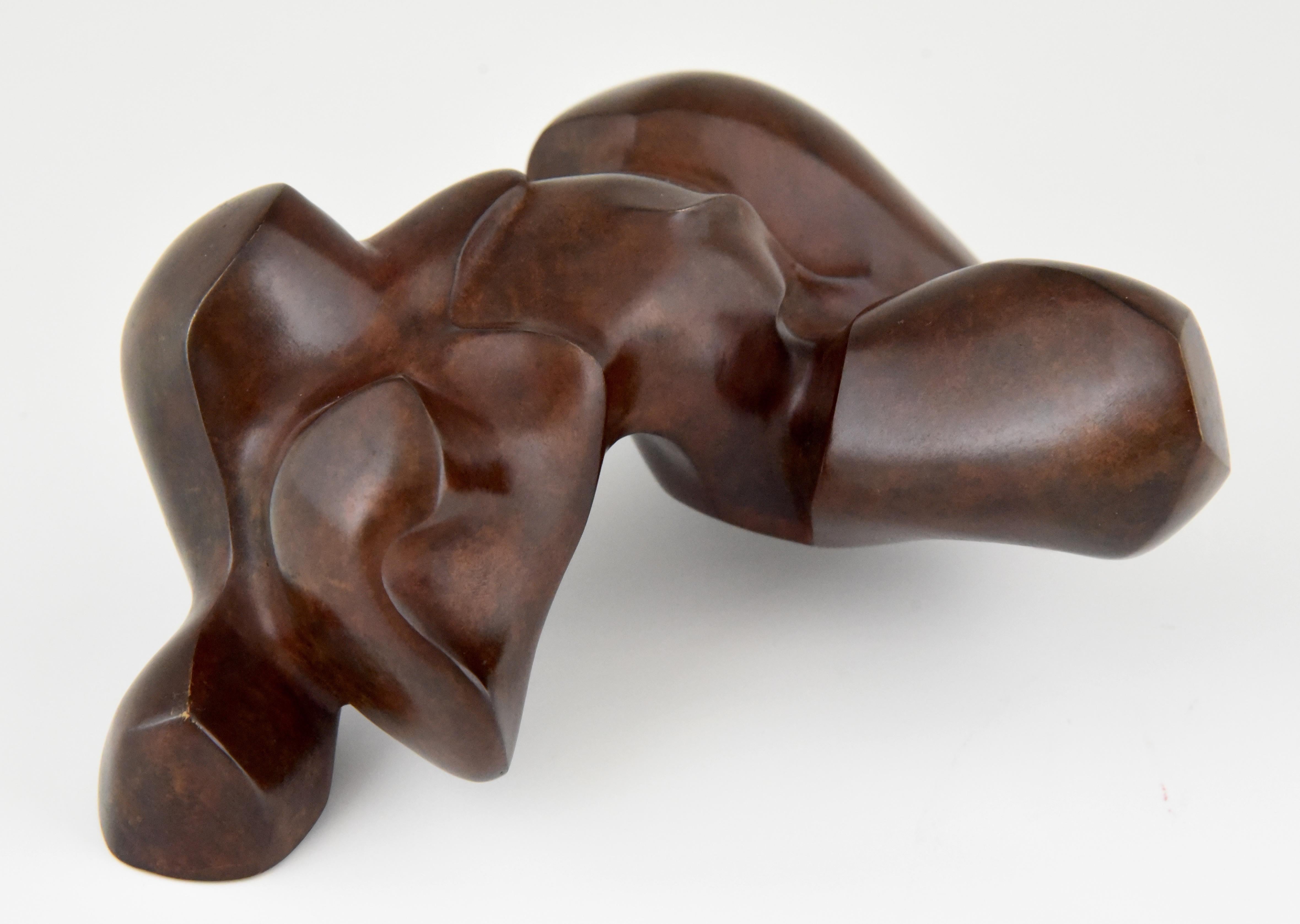 Patinated Modern Bronze Sculpture of a Nude Alain Guillotin  1980, France