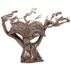 Moderne moderne Bronzeskulptur „Der Wind der Weisheit“