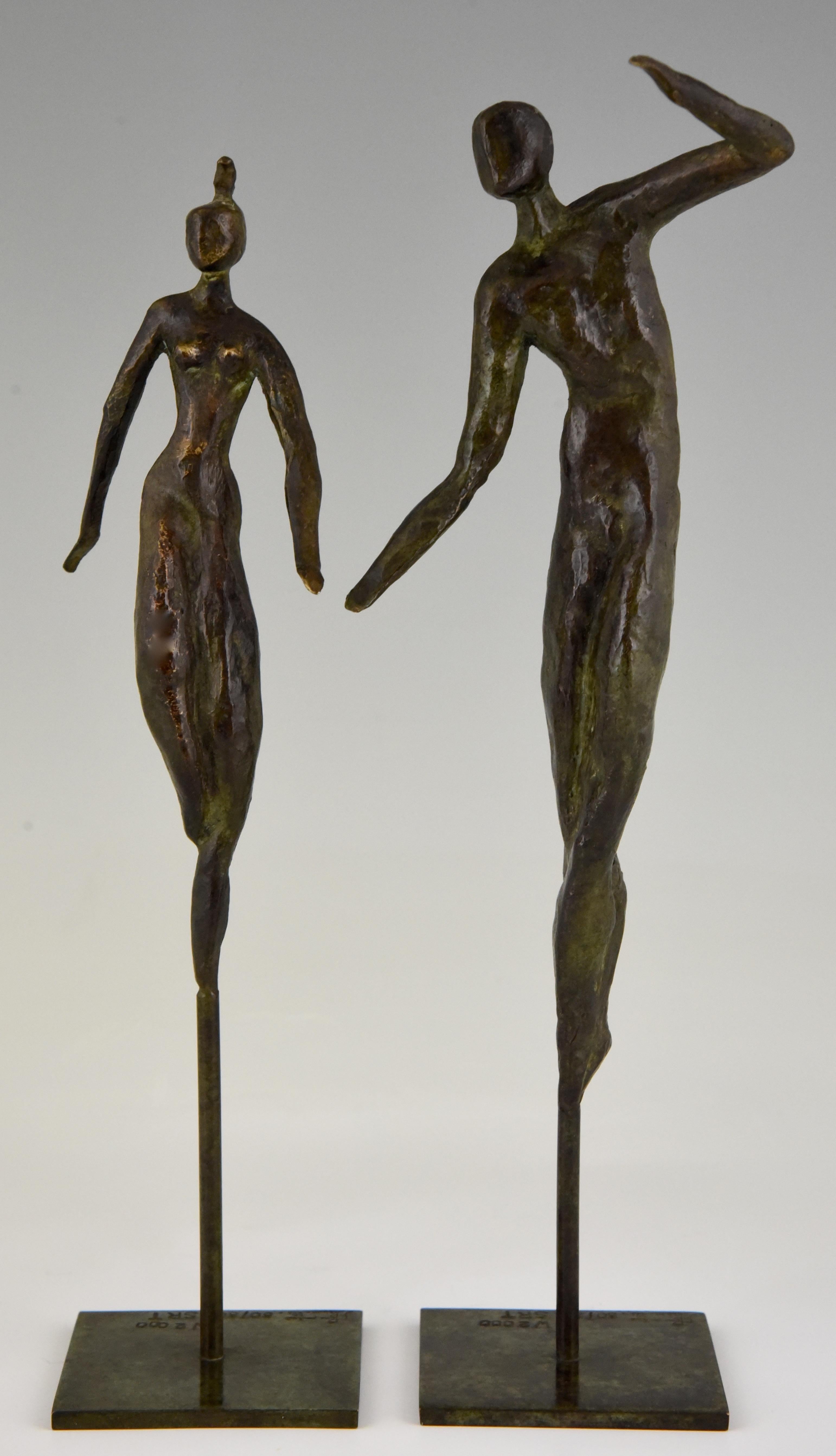 Moderne Bronzeskulpturen Tanzendes Paar Isabelle Calvetti Frankreich 2000 im Zustand „Gut“ in Antwerp, BE