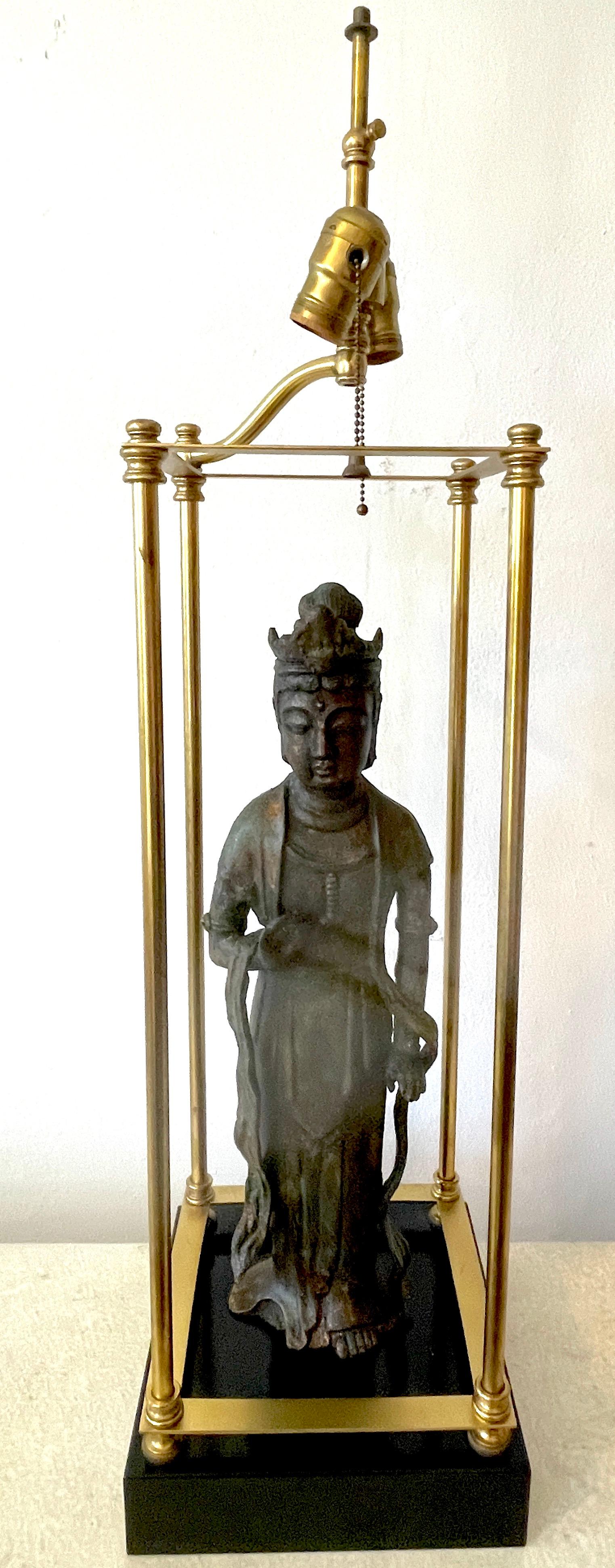 Modern Bronze Standing Figure of Guanyn Lamp, Attributed to Billy Haines 5