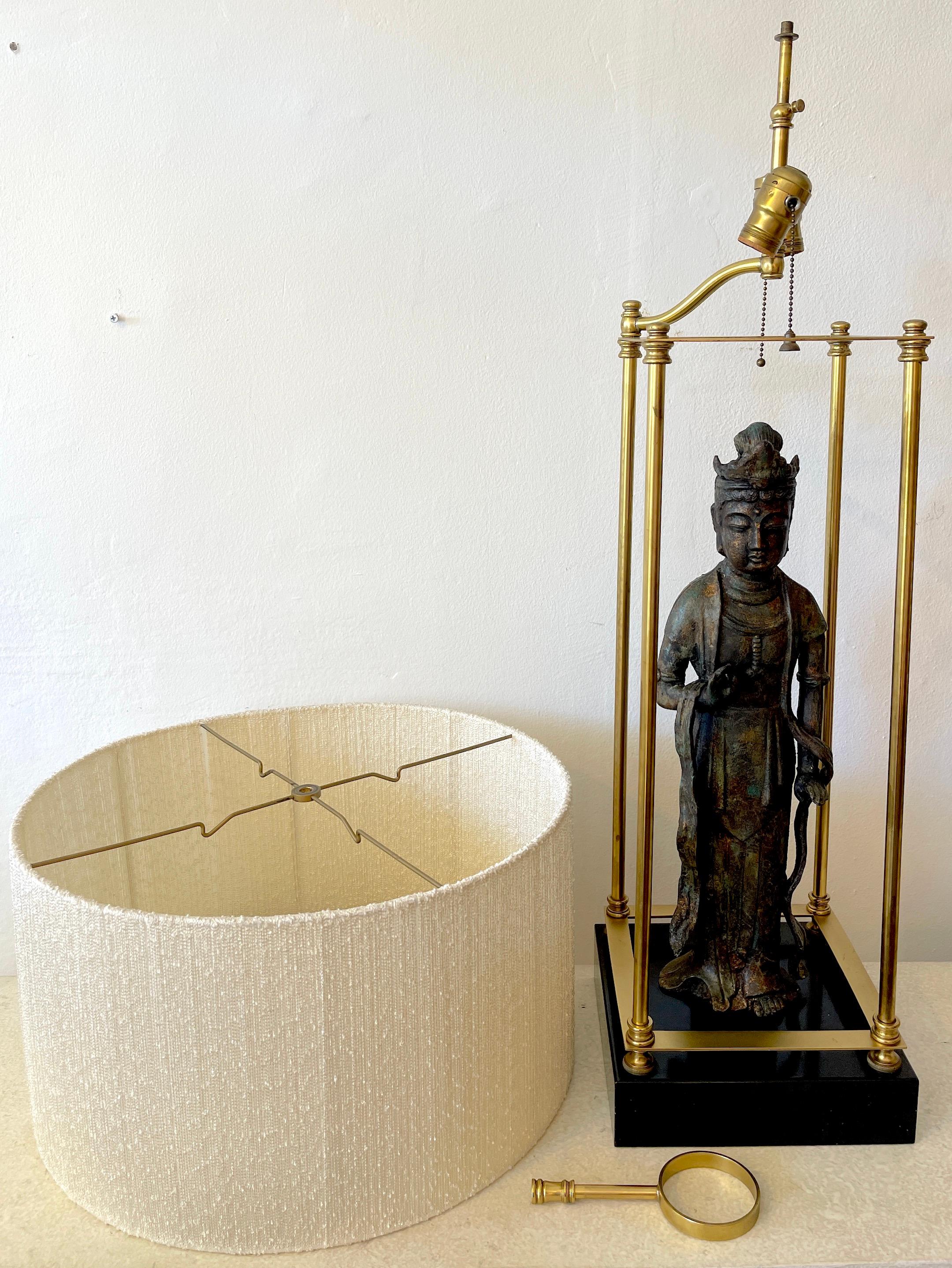Modern Bronze Standing Figure of Guanyn Lamp, Attributed to Billy Haines 11