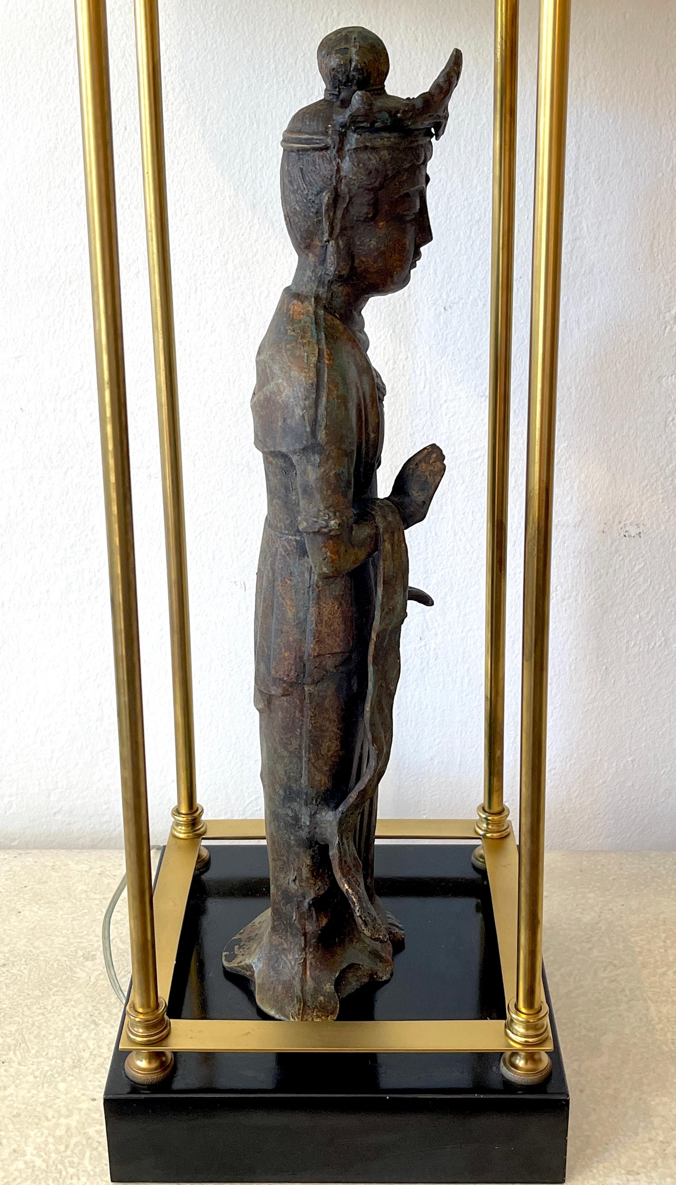 Modern Bronze Standing Figure of Guanyn Lamp, Attributed to Billy Haines 1