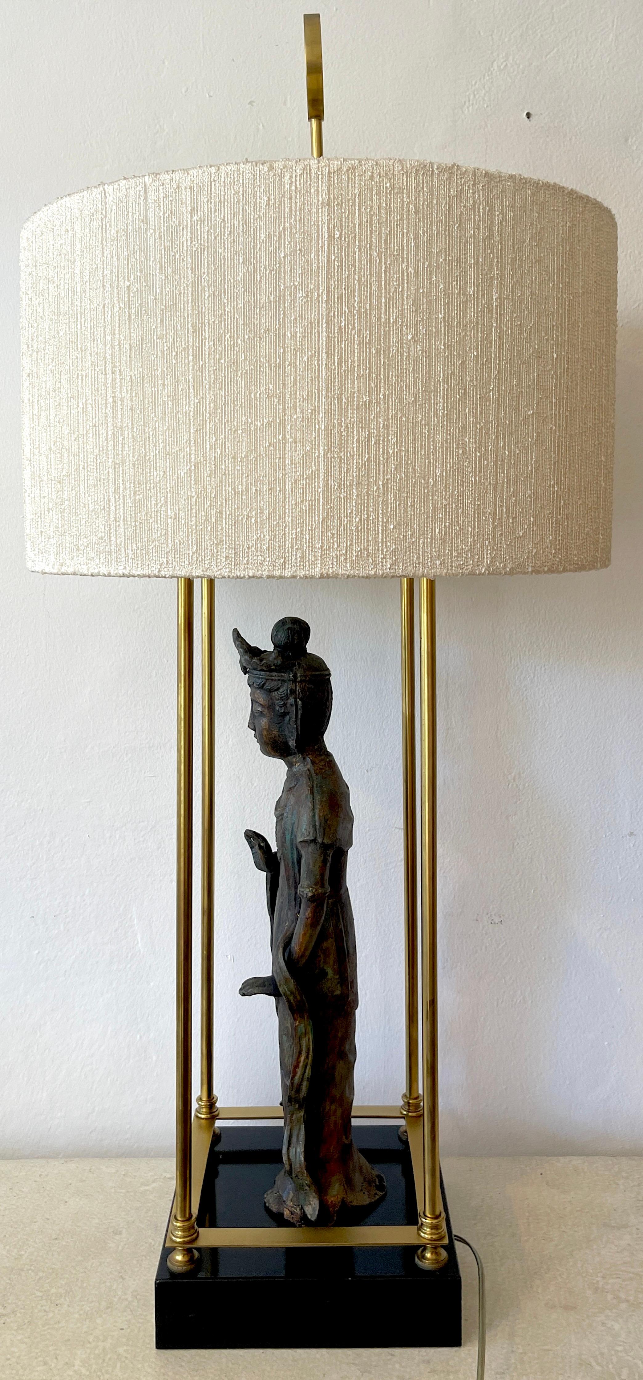Modern Bronze Standing Figure of Guanyn Lamp, Attributed to Billy Haines 3