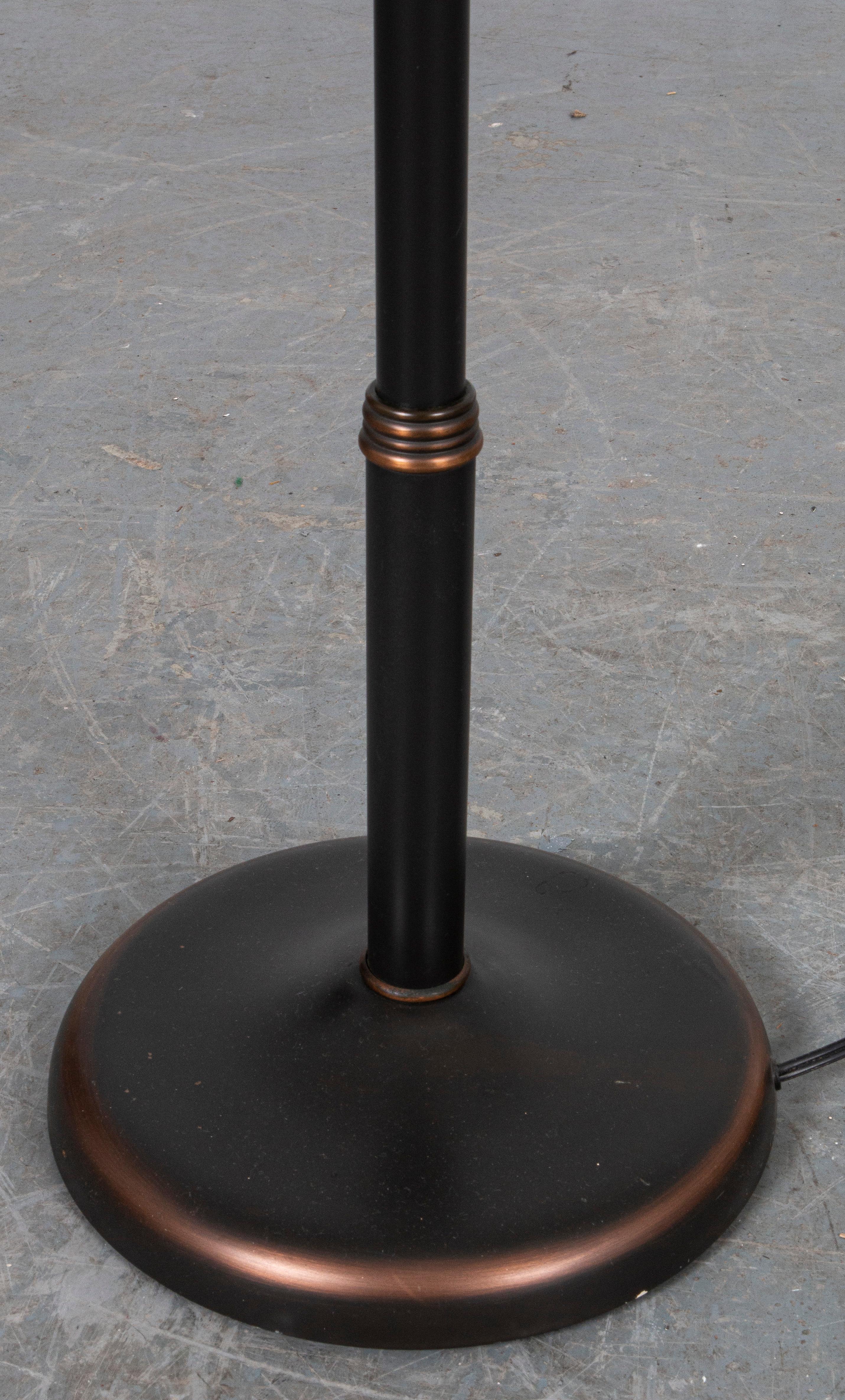 Mid-Century Modern Modern Bronze-Tone Metal Torchiere Floor Lamp For Sale