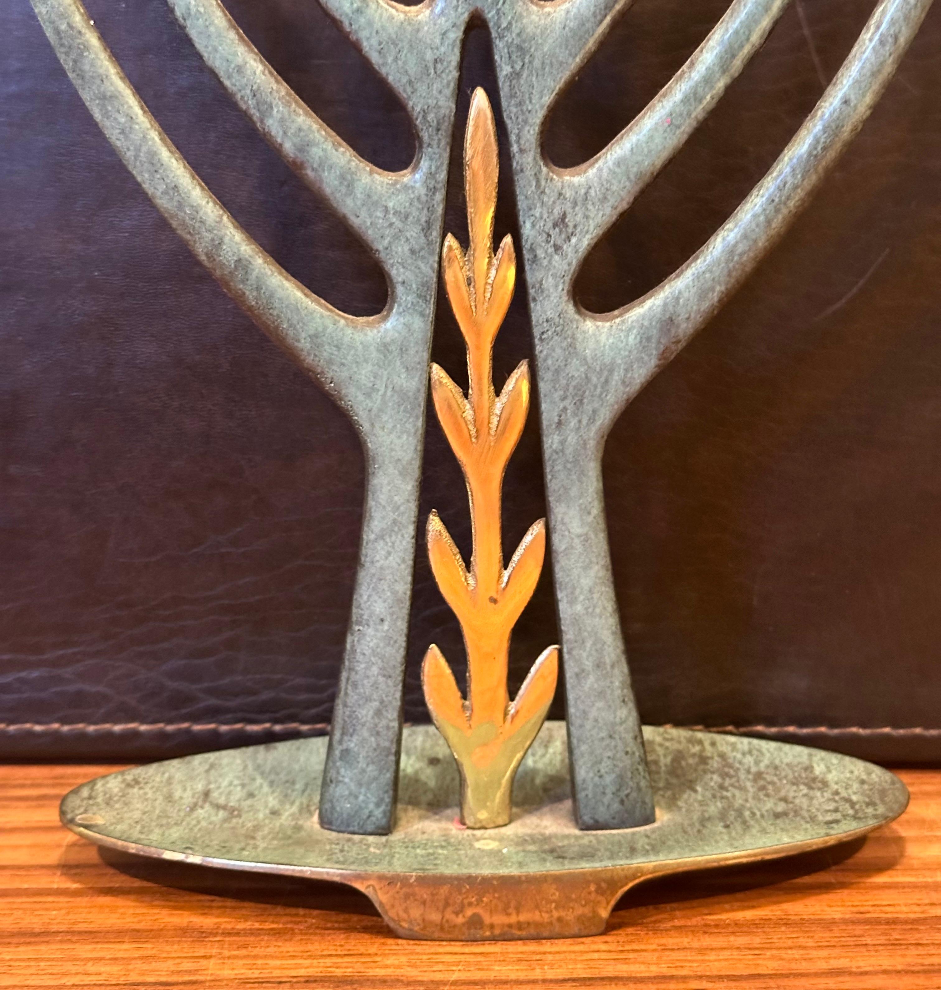 Modern Bronze Verdigris Menorah For Sale 4