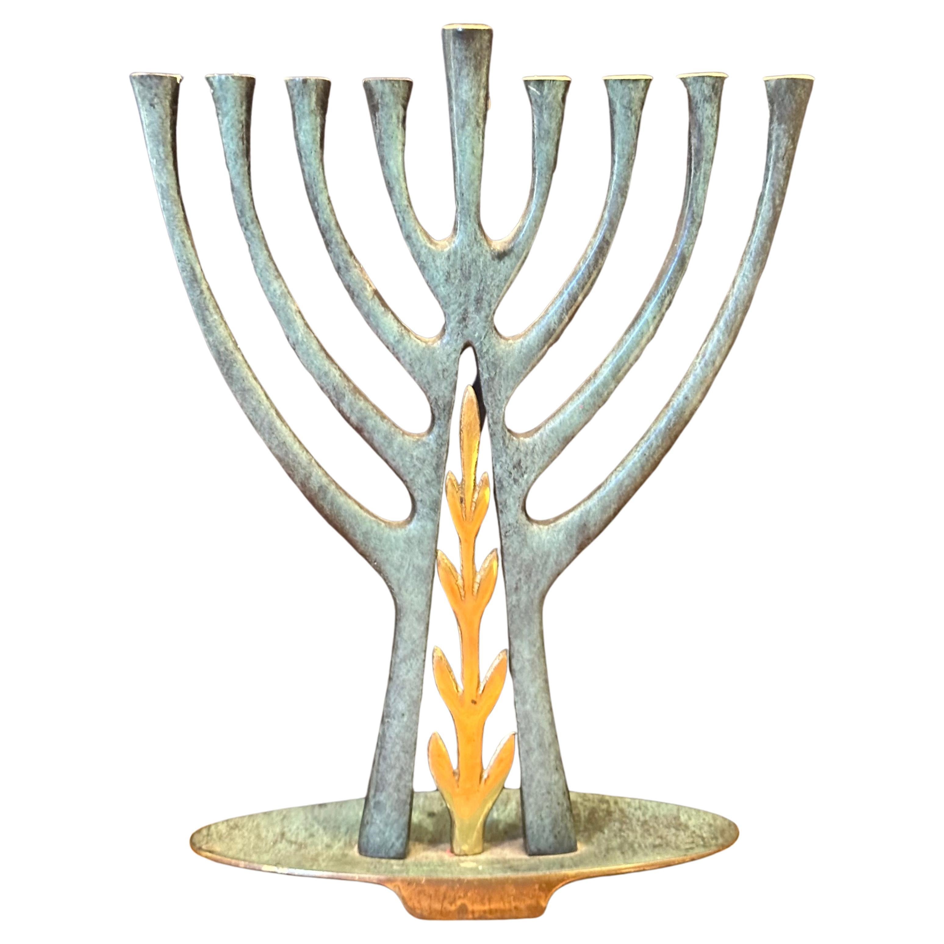 Modern Bronze Verdigris Menorah For Sale 7