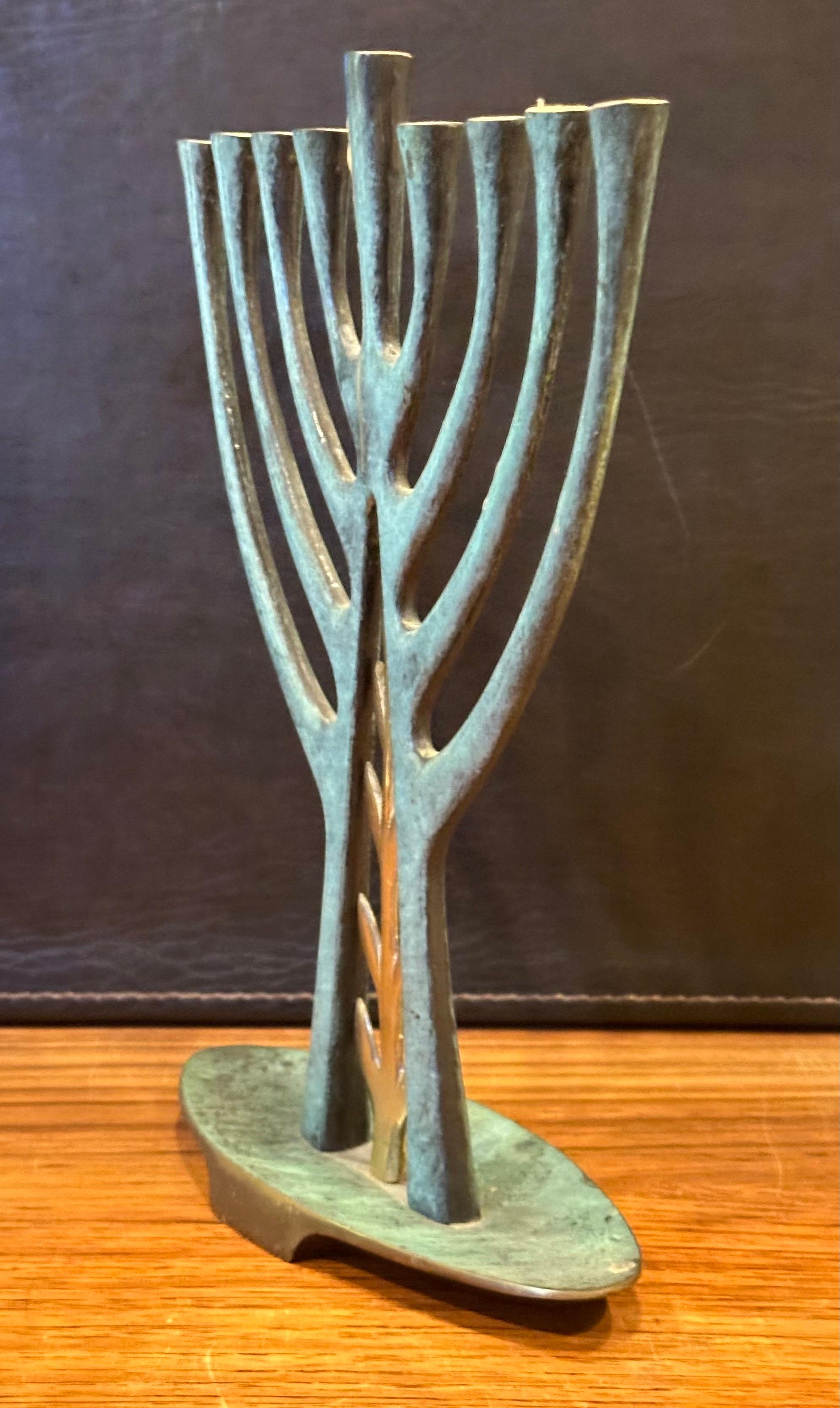 Modern Bronze Verdigris Menorah For Sale 1