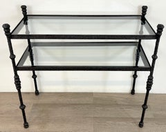 Modern Bronzed Iron Two-Tier Console in the Style of Giacometti