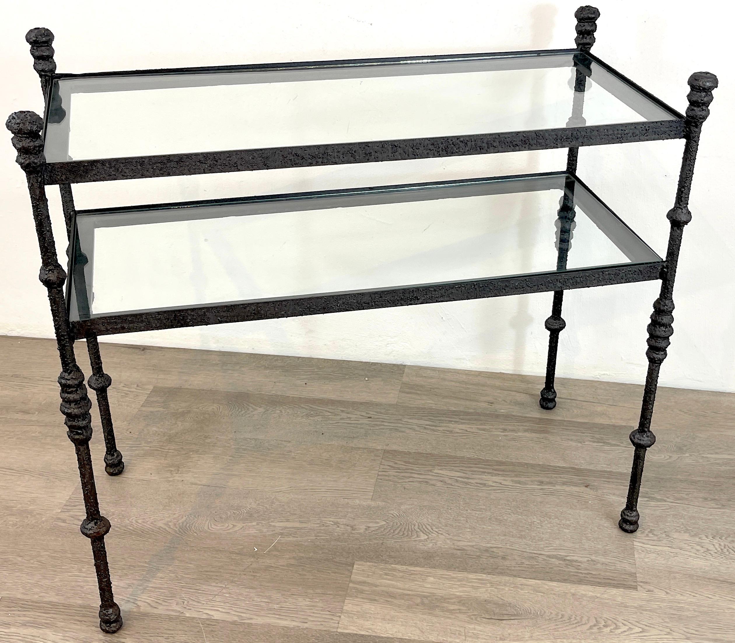 Modern Bronzed Iron Two-Tier Console in the Style of Giacometti For Sale 1