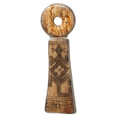 Modern Brooch/Pendant with Scrimshaw Bone and Jasper Set in Silver