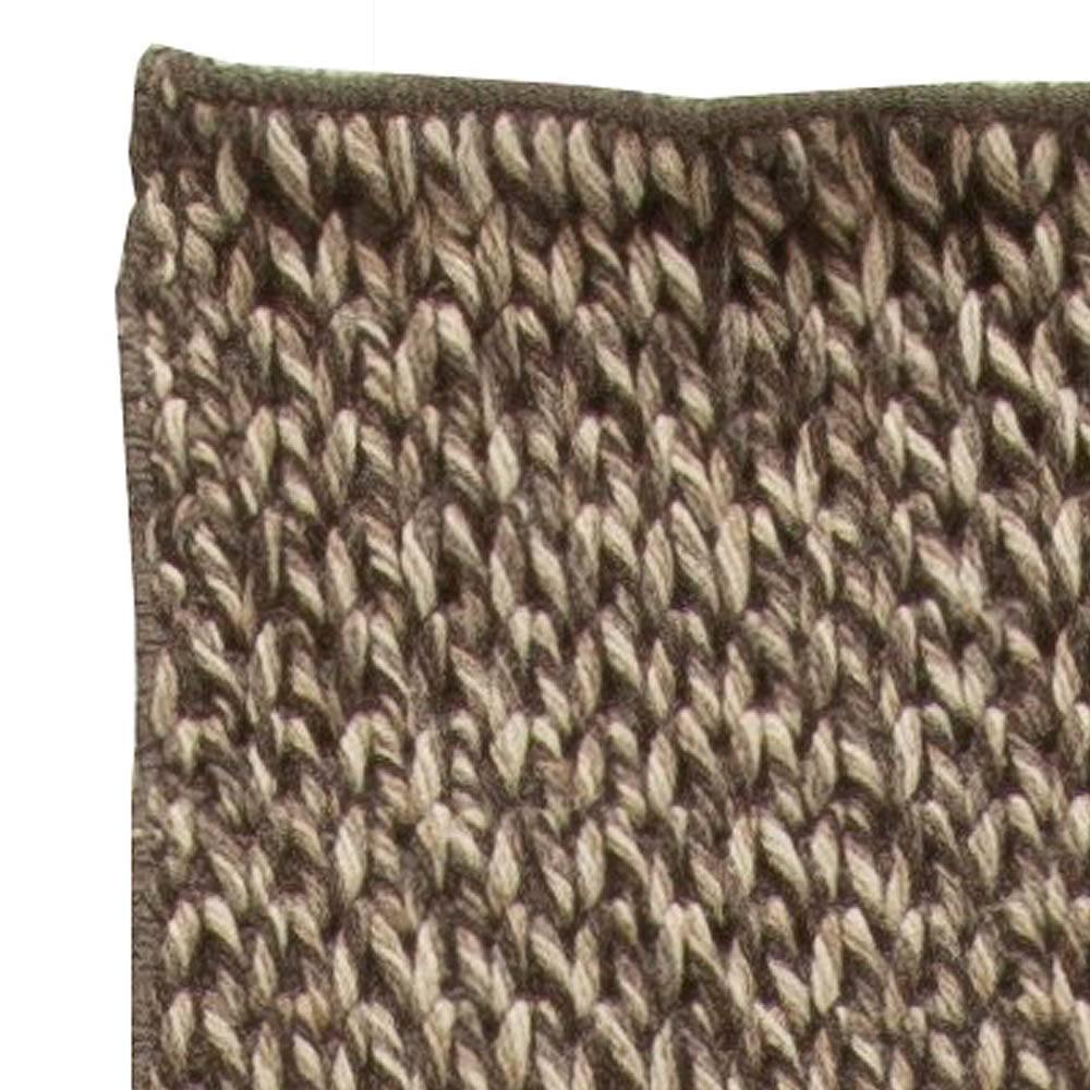 Hand-Knotted Modern Brown and Beige Handmade Wool Runner by Doris Leslie Blau For Sale
