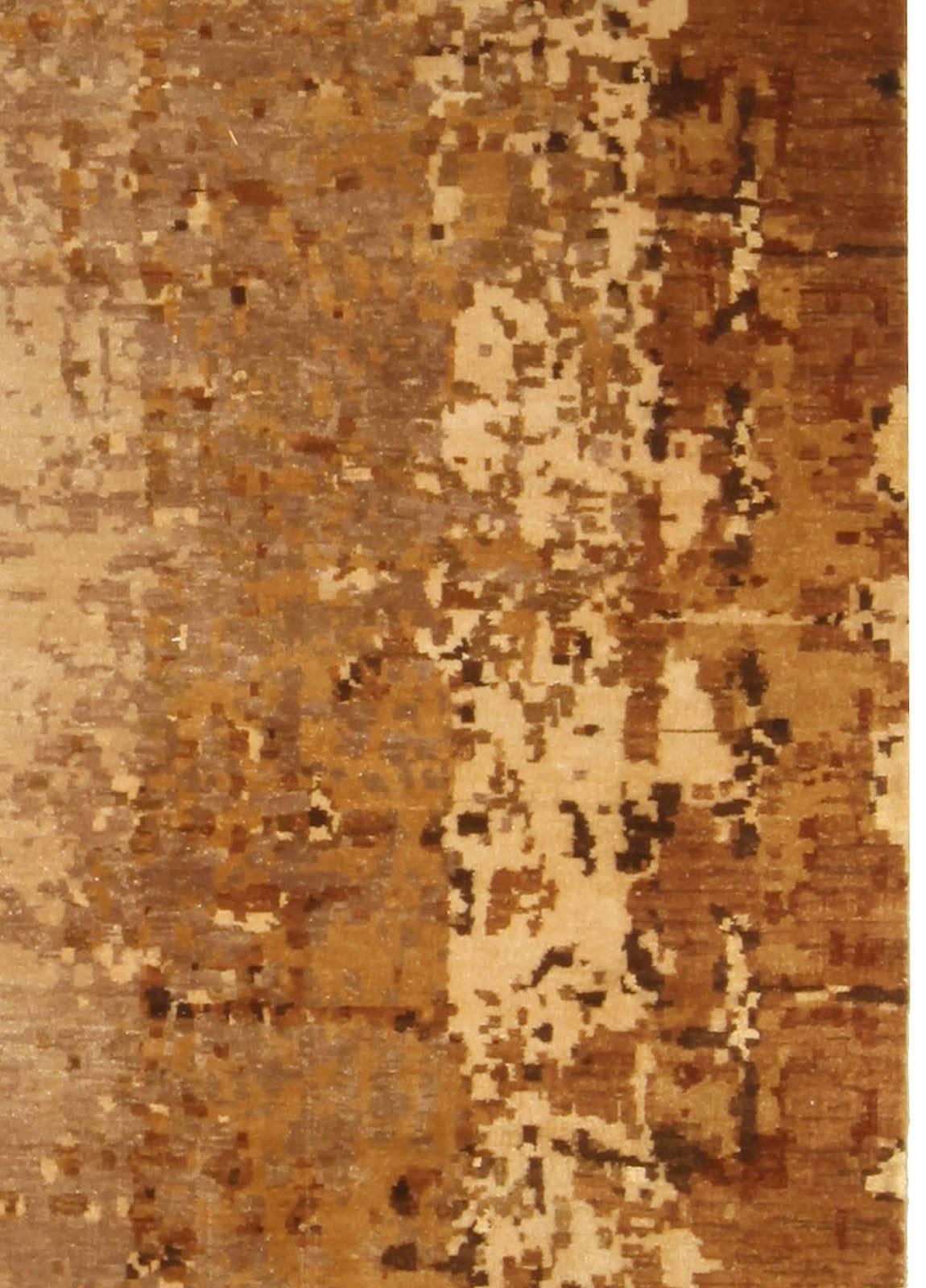 Hand-Knotted Modern Brown Beige Gold Elements Handmade Wool Rug by Doris Leslie Blau For Sale