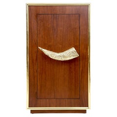Modern Brown, Black, White Cabinet in Brass, Gold, Copper